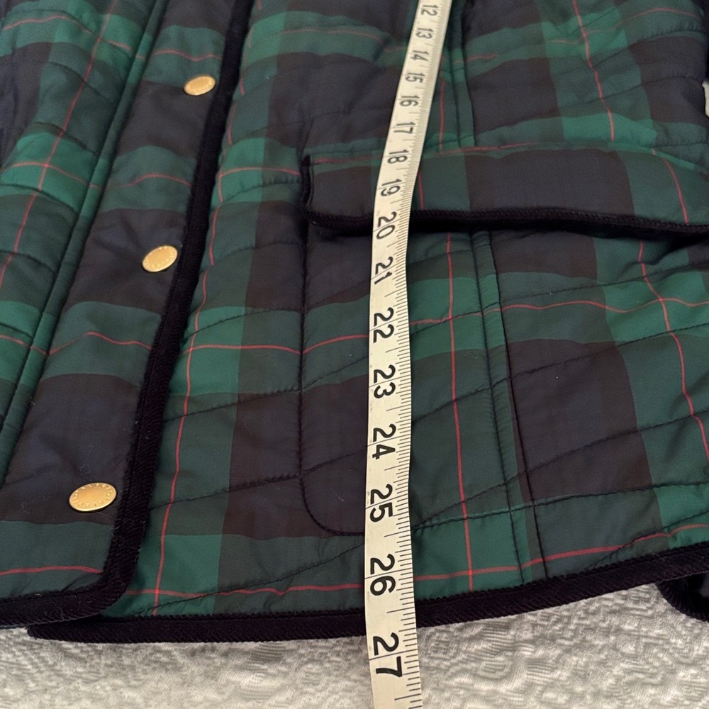 Sale-Talbots Green and Navy Quilted Plaid Puffer Jacket - Picture 9 of 11